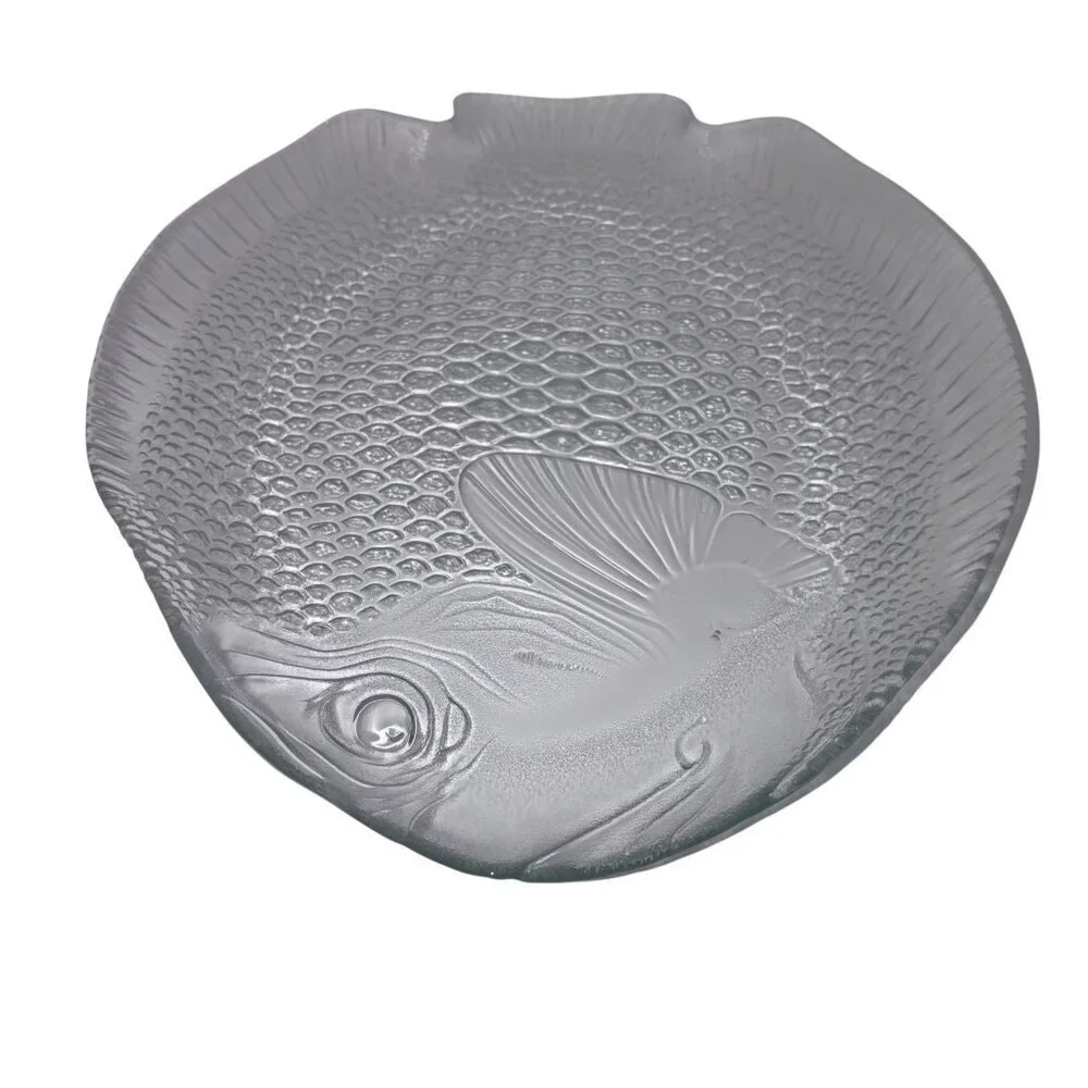 Vintage Arcoroc Embossed Glass Fish Platter | 15.5” Serving Tray | France